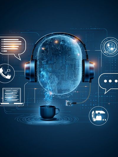 AI Headset Digital Art Poster.