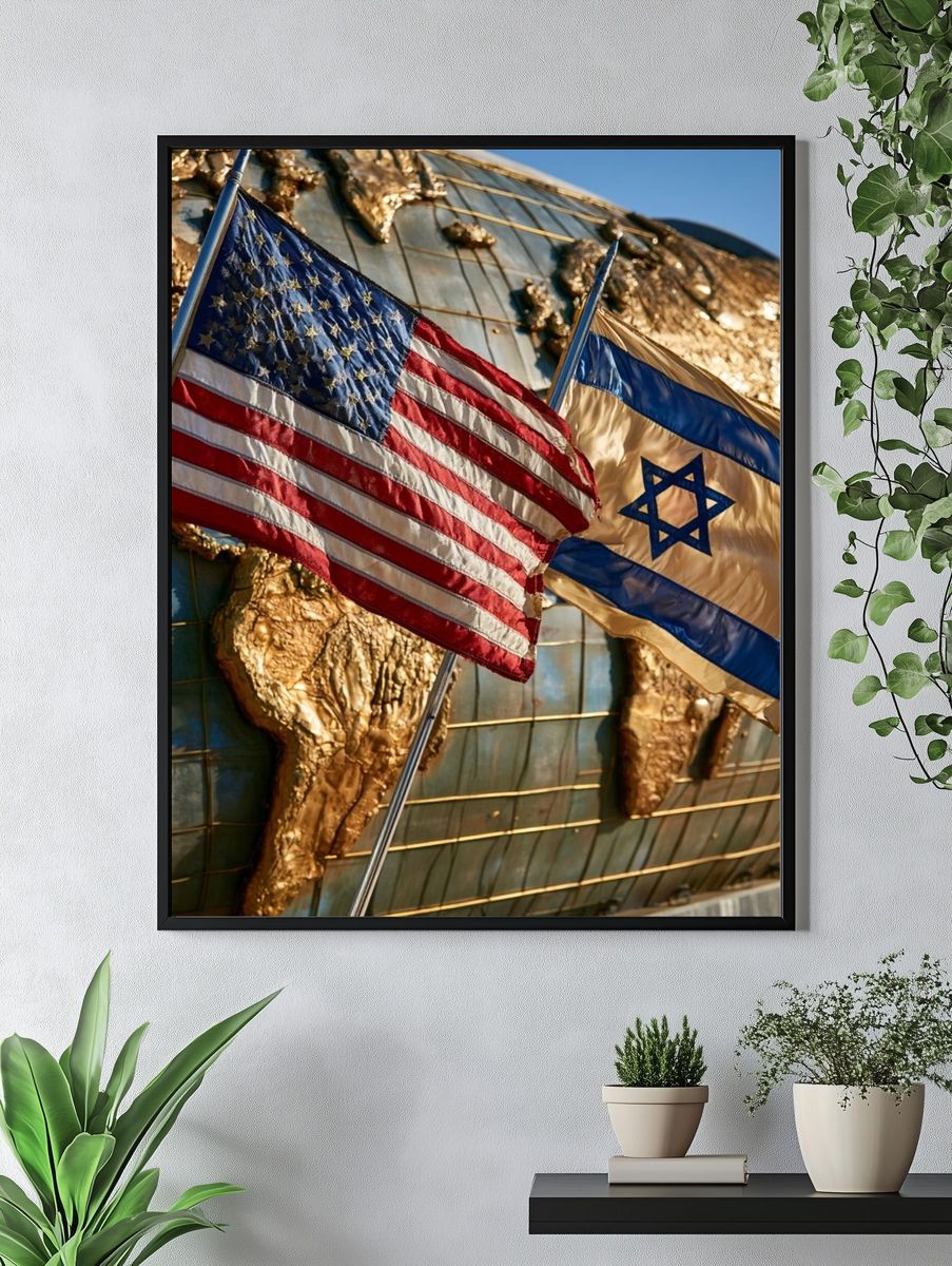 American and Israeli Flags Photography Poster. — room view 4