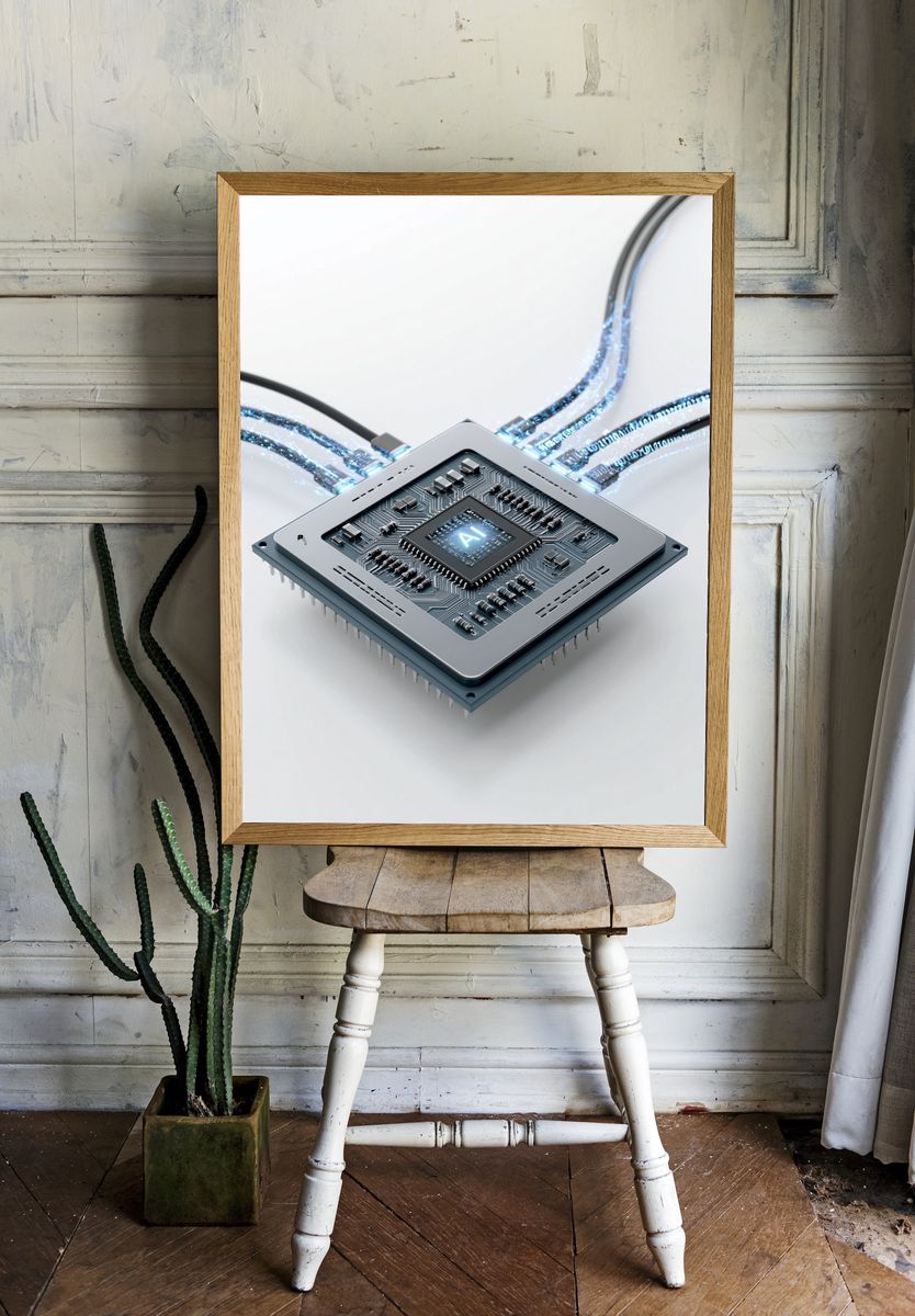 AI Microchip Digital Art Poster. room preview
