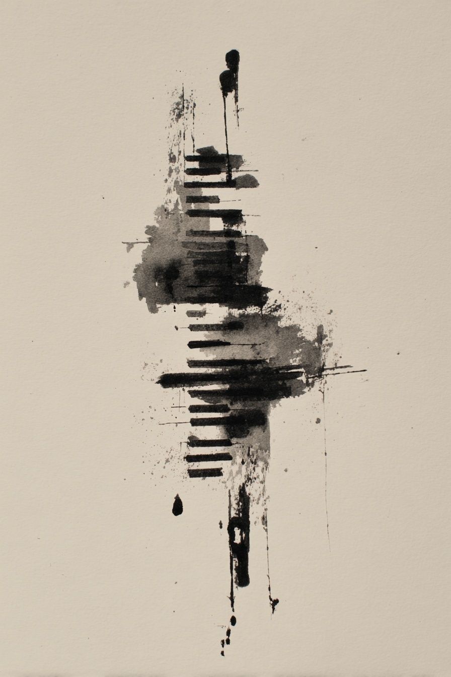 Monochrome Ink Abstract Poster. poster — abstract art