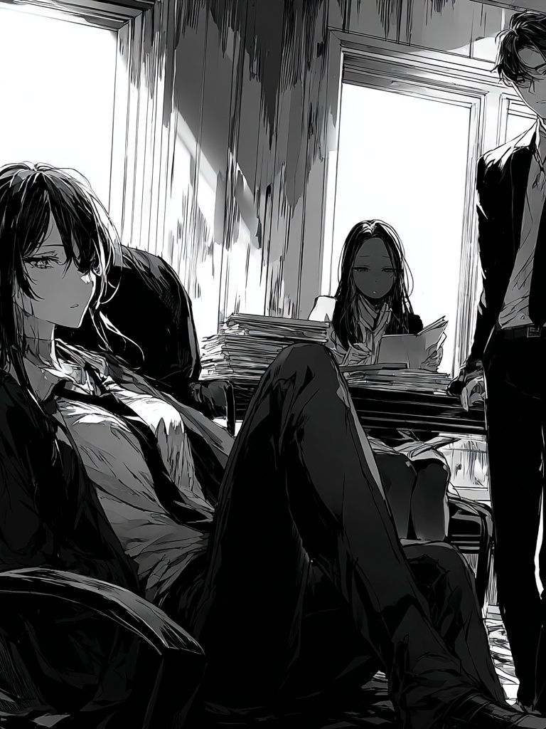 Office Scene — Anime Illustration Print. poster — illustration art
