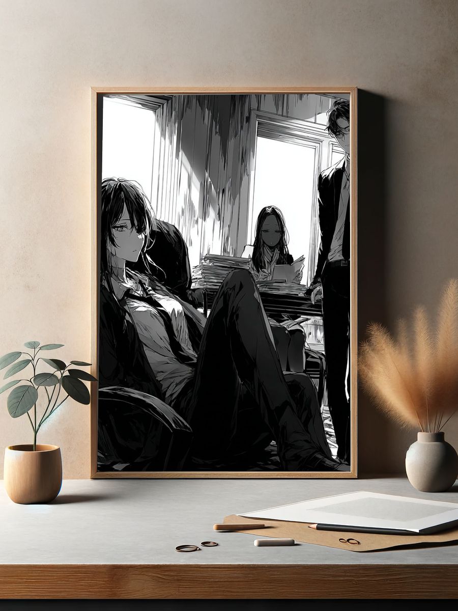 Office Scene — Anime Illustration Print. — room view 2