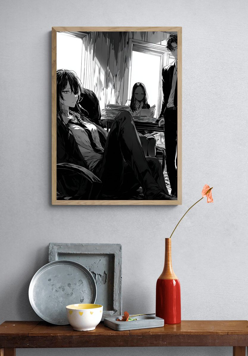 Office Scene — Anime Illustration Print. — room view 3