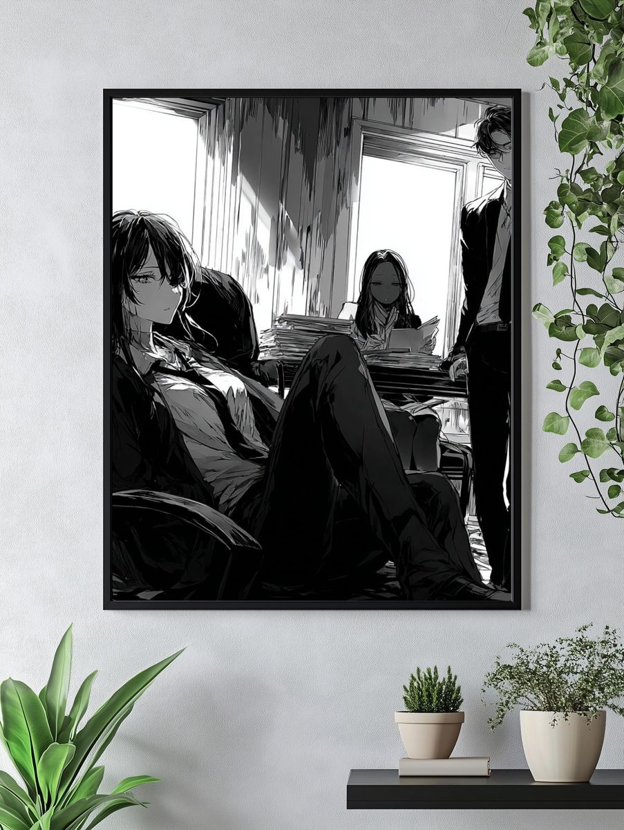 Office Scene — Anime Illustration Print. — room view 4