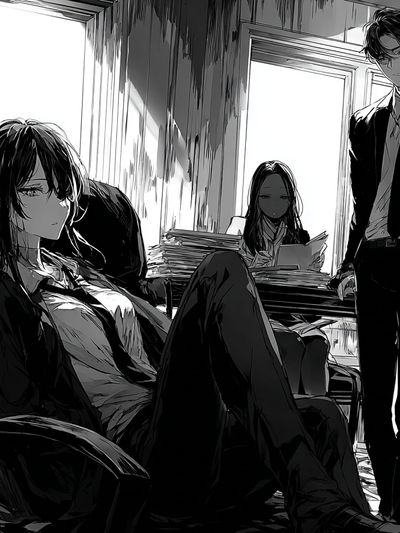 Office Scene — Anime Illustration Print. poster