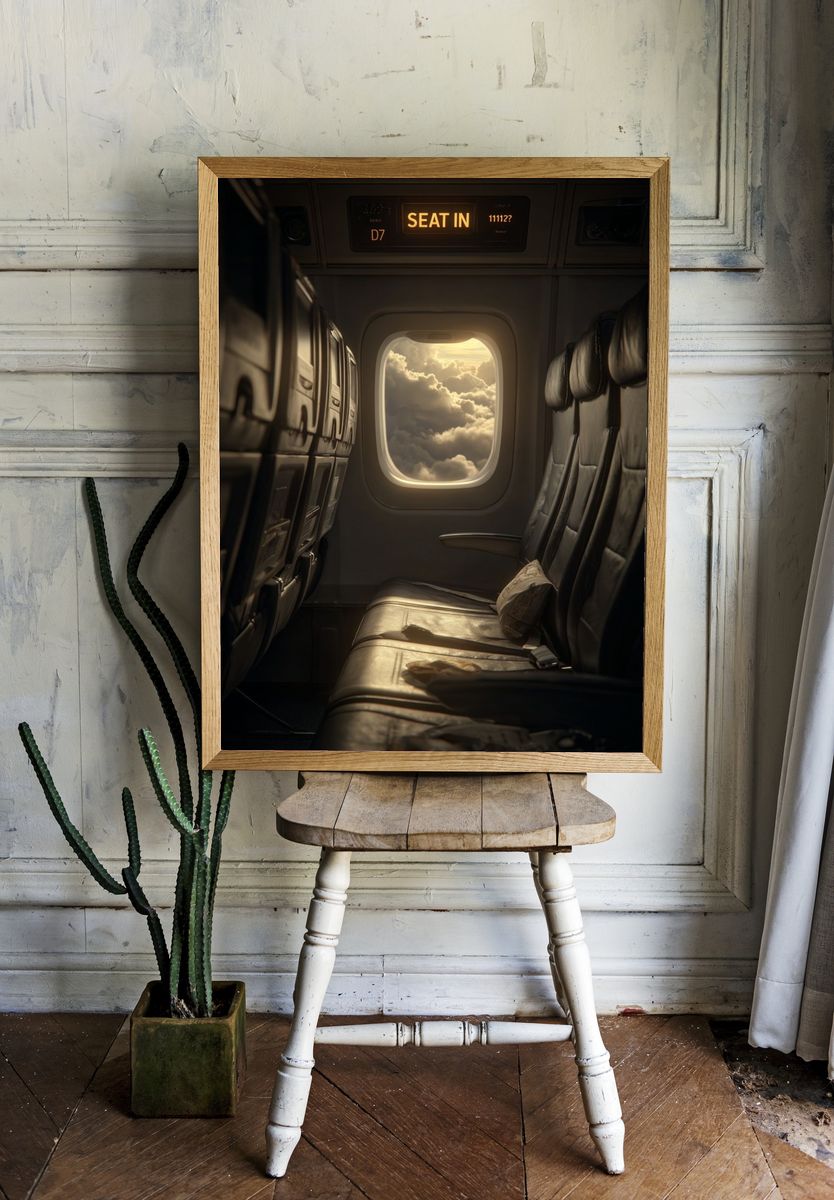 Airplane Cabin Clouds Photography Poster. room preview