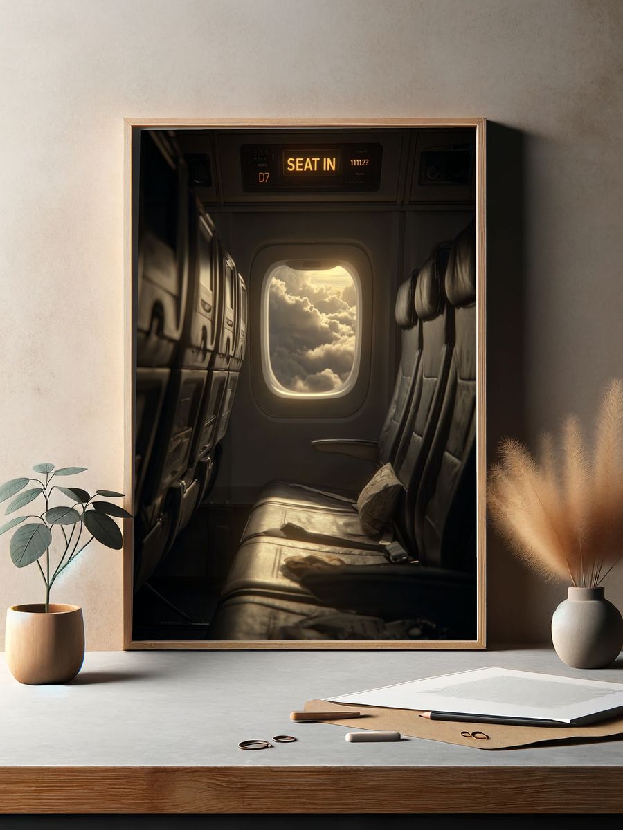 Airplane Cabin Clouds Photography Poster. — room view 2