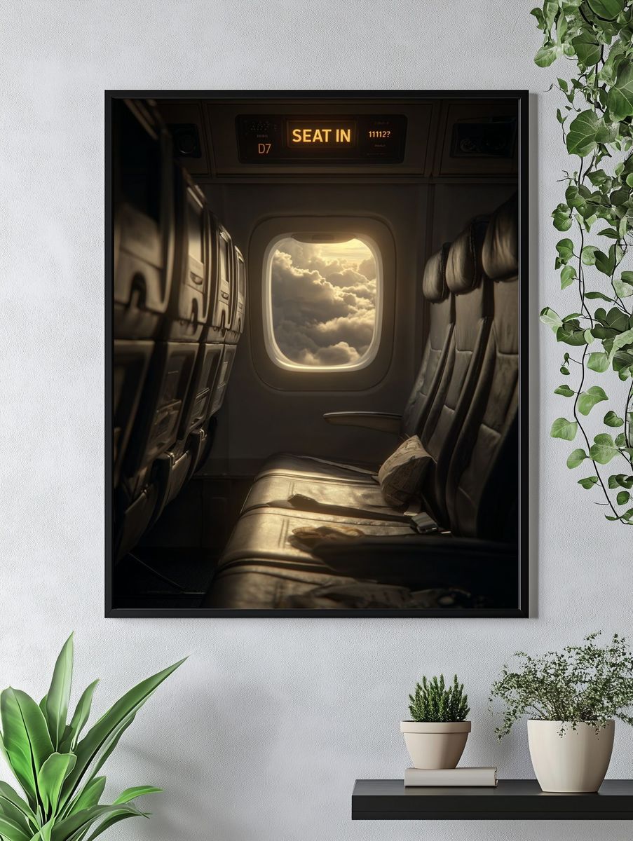 Airplane Cabin Clouds Photography Poster. — room view 4