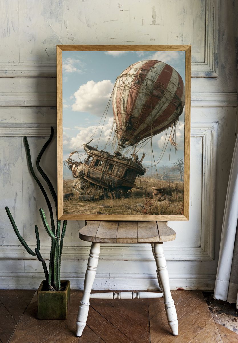 Wrecked Airship Landscape Poster. room preview