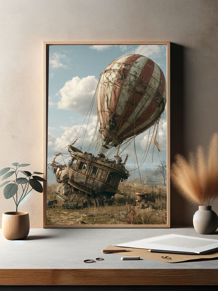 Wrecked Airship Landscape Poster. — room view 2
