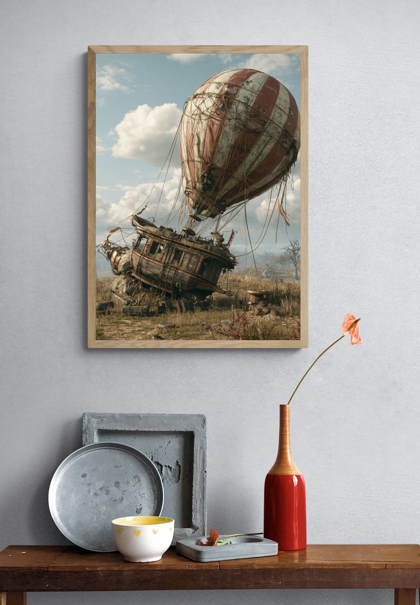 Wrecked Airship Landscape Poster. — room view 3