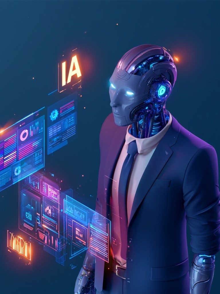 AI Robot in Suit Digital Art Poster. poster — illustration art