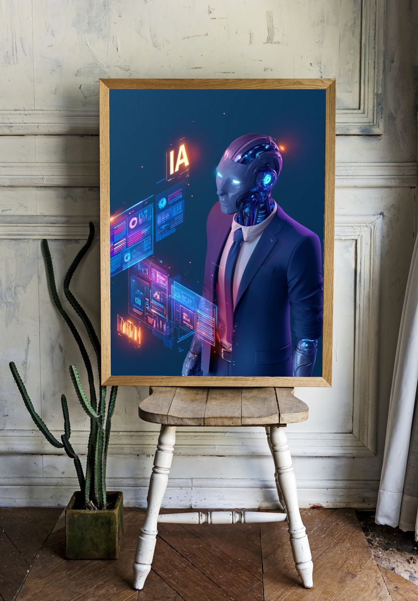 AI Robot in Suit Digital Art Poster. room preview