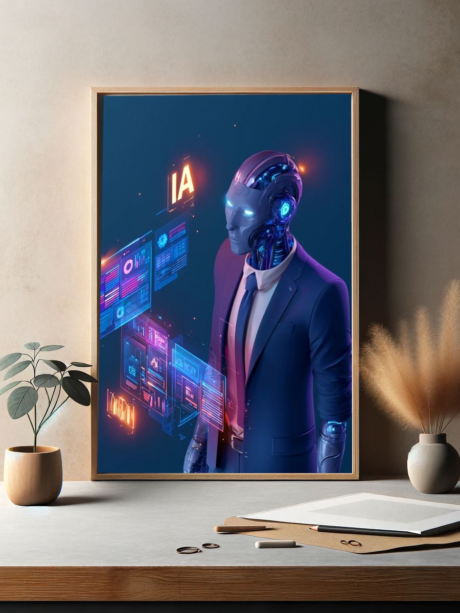 AI Robot in Suit Digital Art Poster. — room view 2