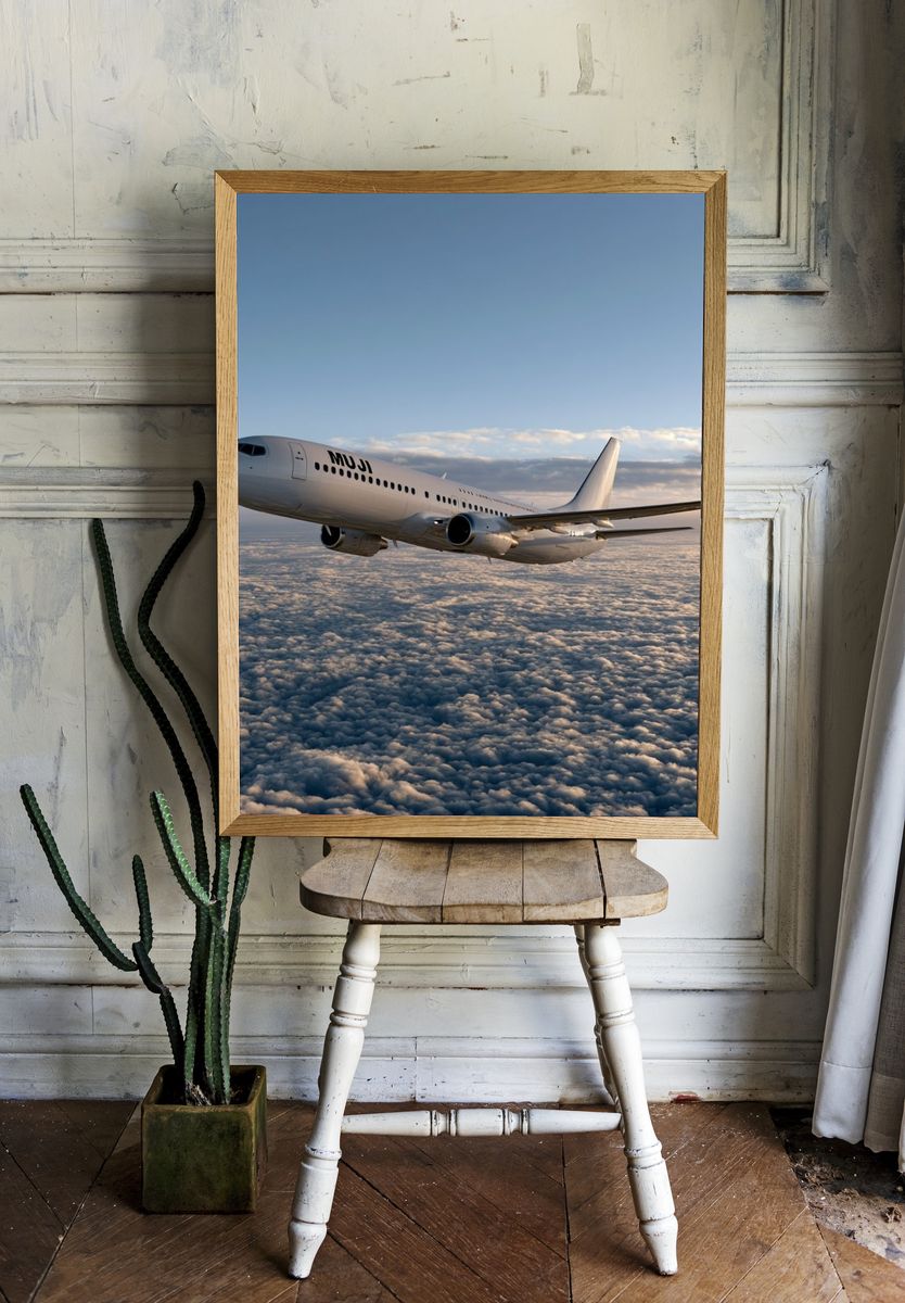 Airplane Above Clouds Photography Poster. room preview