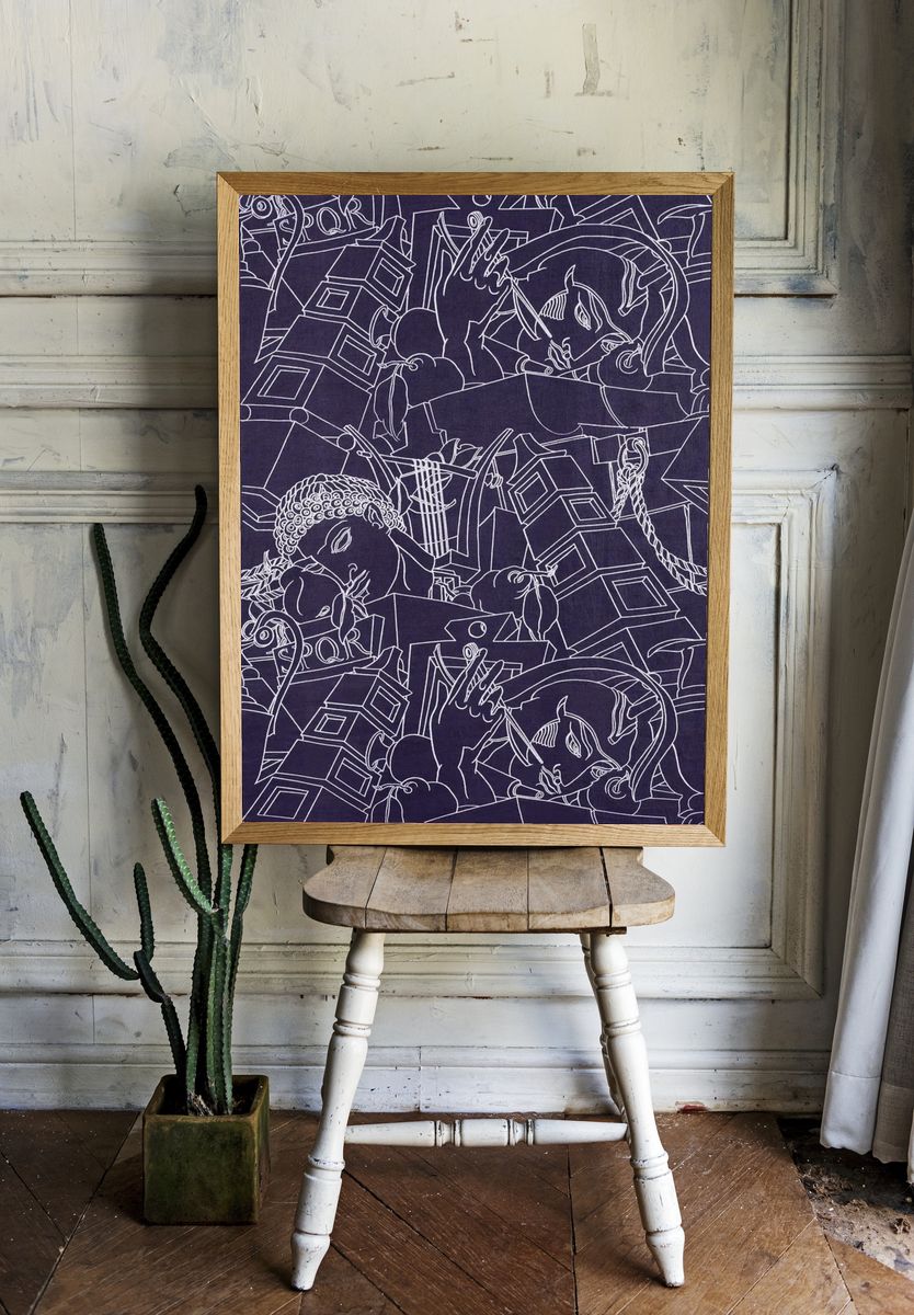 Abstract Line Art Poster. — room view 1