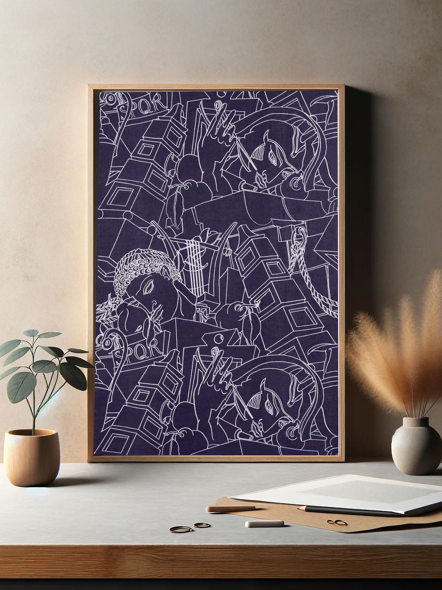 Abstract Line Art Poster. — room view 2