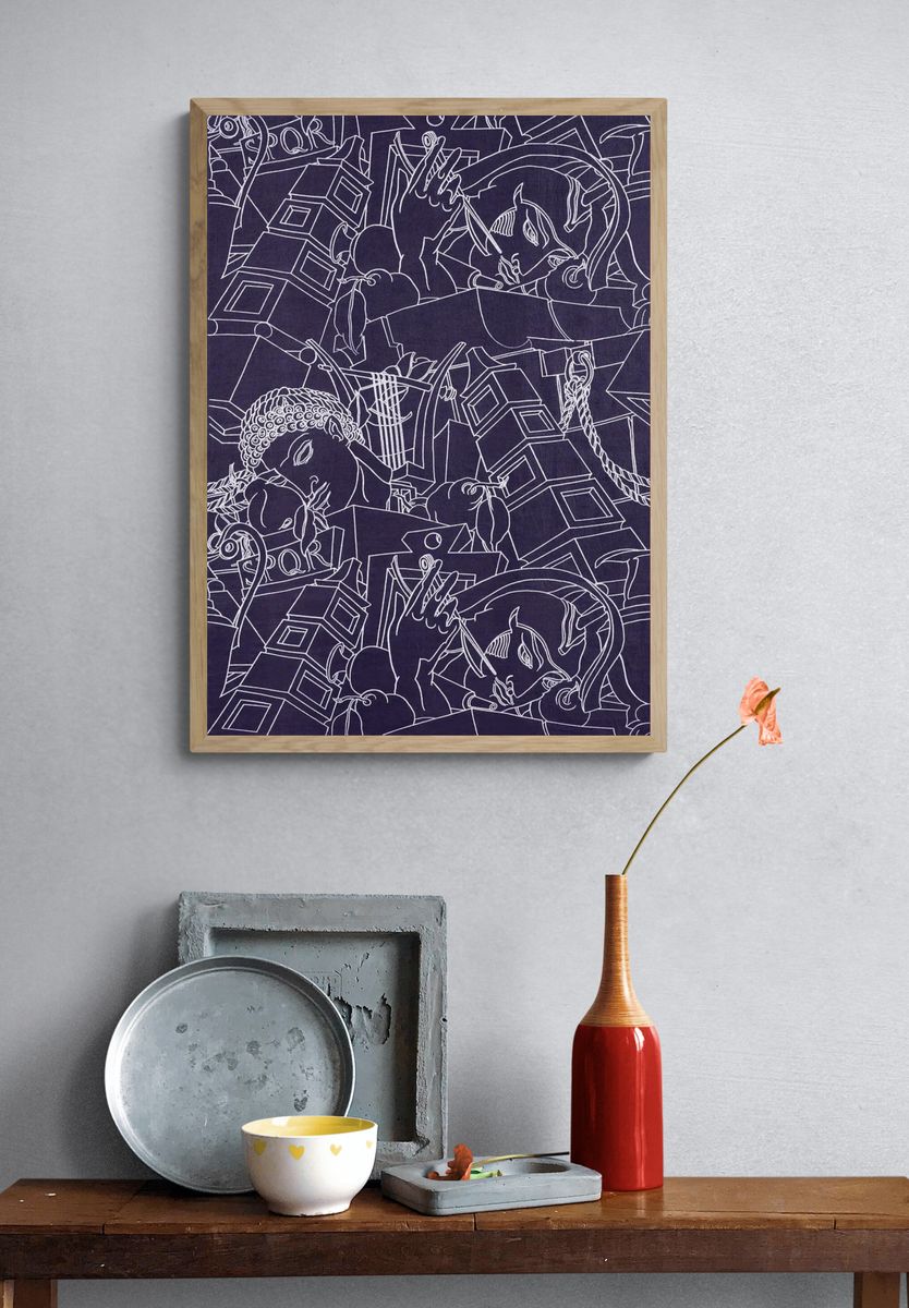 Abstract Line Art Poster. — room view 3