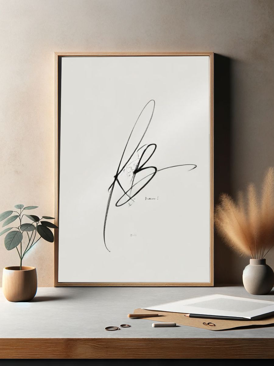 Minimal Black Line Art Poster. — room view 2