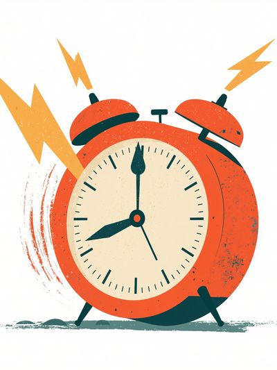 Retro Alarm Clock Illustration Poster.