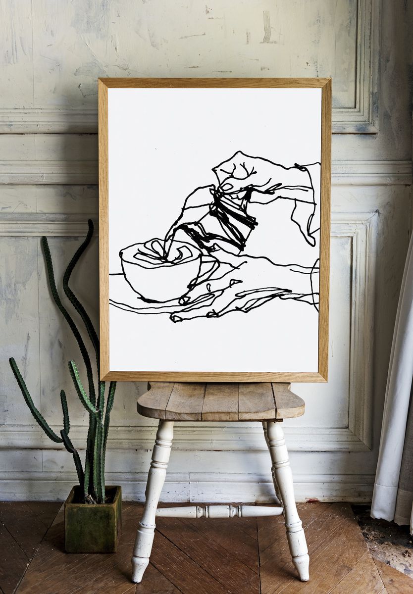 Abstract Line Drawing Poster. — room view 1