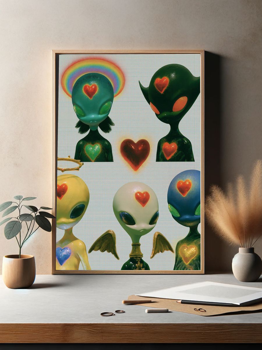 Alien Hearts Illustration Poster. — room view 2