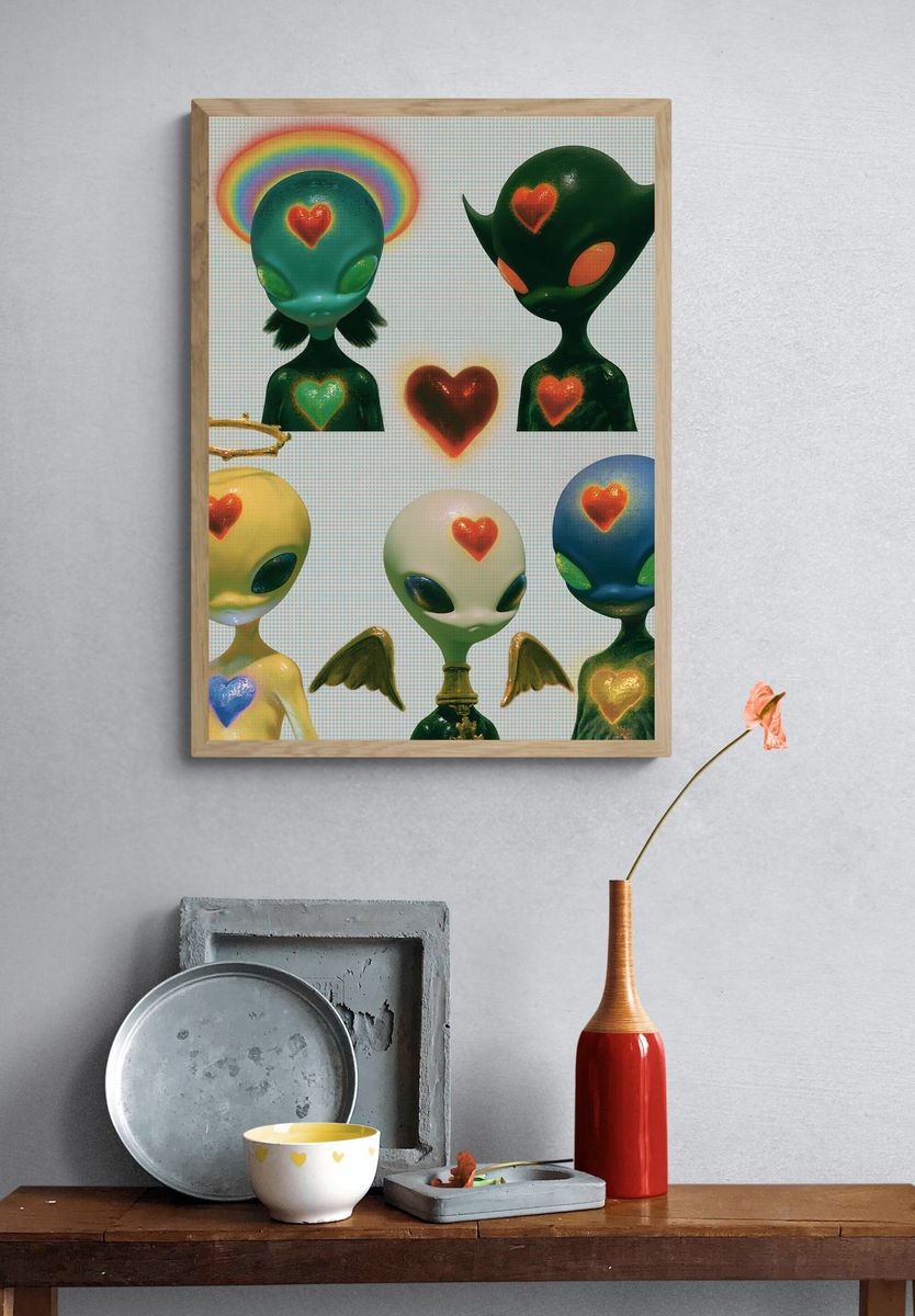 Alien Hearts Illustration Poster. — room view 3