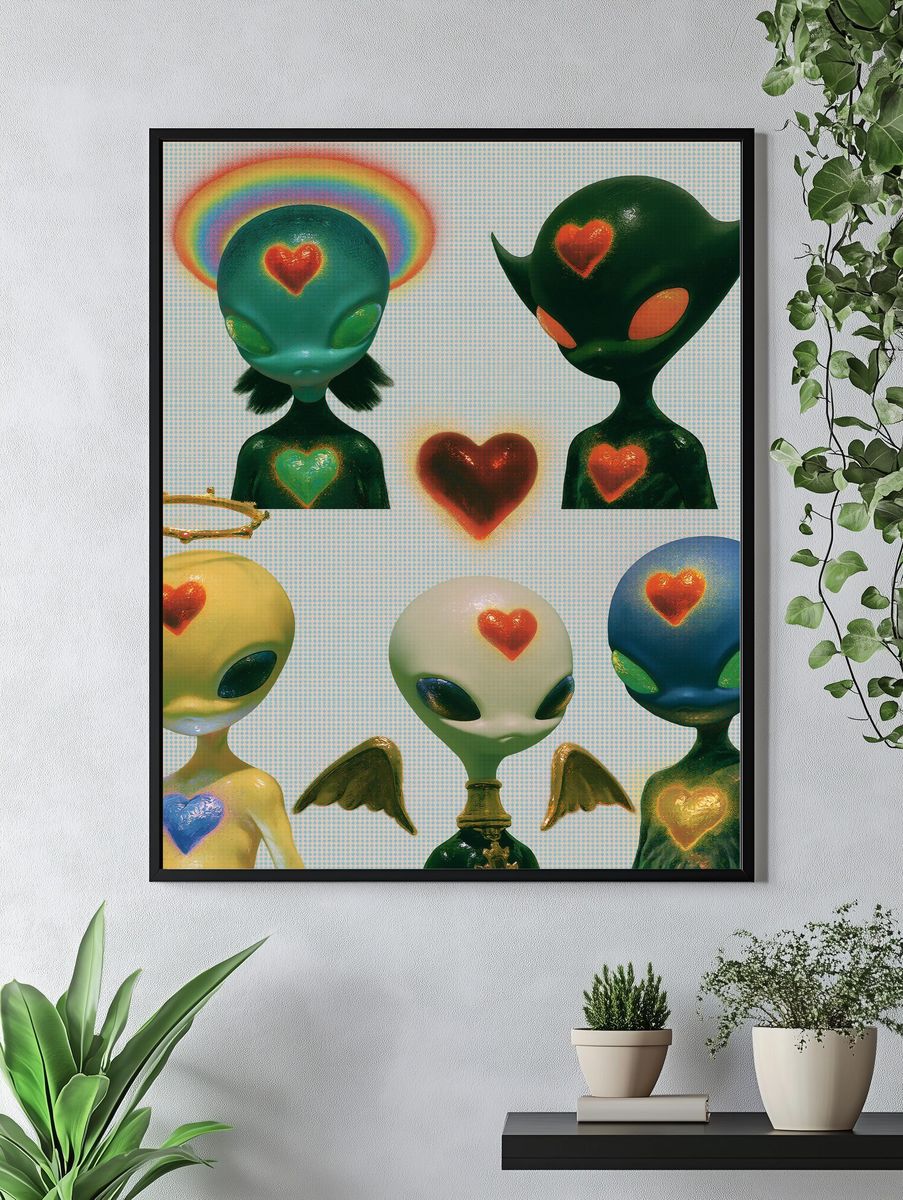 Alien Hearts Illustration Poster. — room view 4