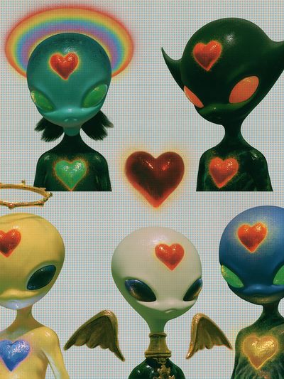 Alien Hearts Illustration Poster. poster