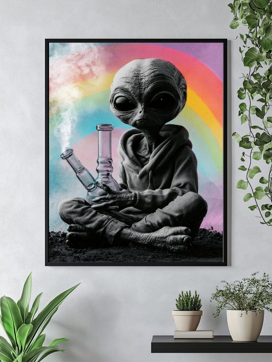 Alien Rainbow Smoke Illustration Poster. — room view 4