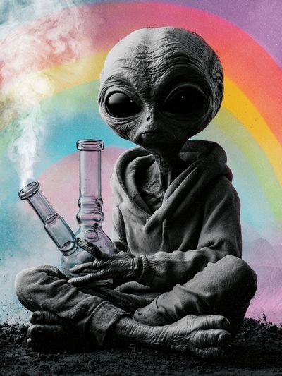 Alien Rainbow Smoke Illustration Poster. poster