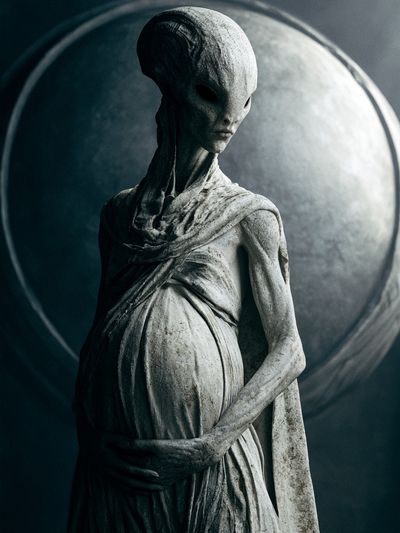 Alien Statue — Sci-Fi Print. poster