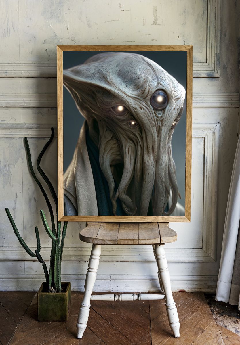 Alien Portrait Sci-Fi Print. room preview