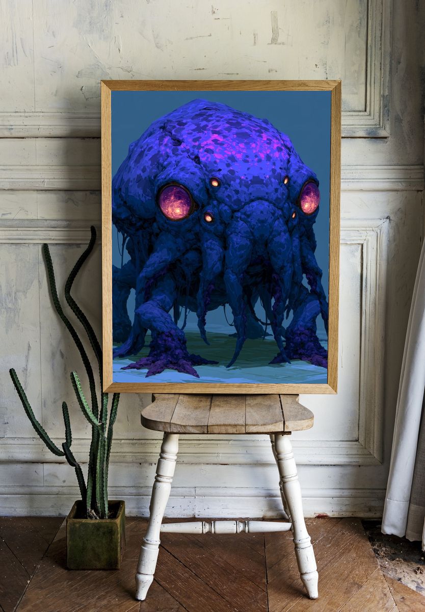 Alien Creature Digital Art Poster. room preview