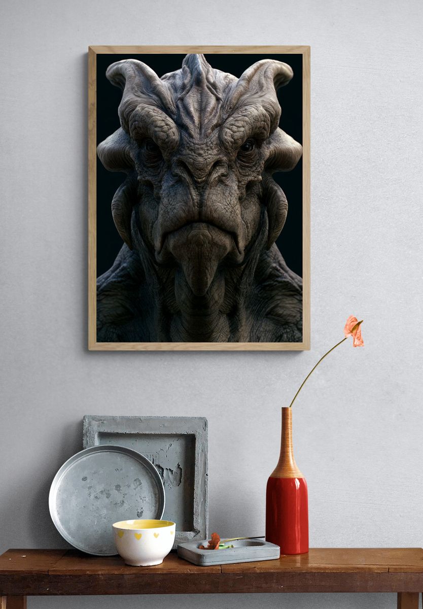 Alien Creature Portrait Poster. — room view 3