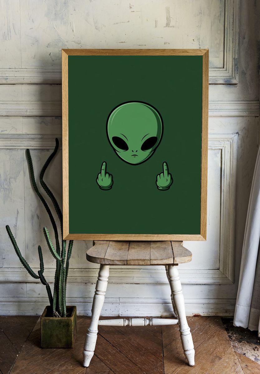 Alien Gesture Illustration Poster. — room view 1