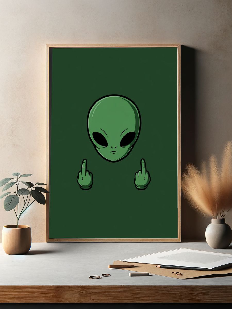 Alien Gesture Illustration Poster. — room view 2