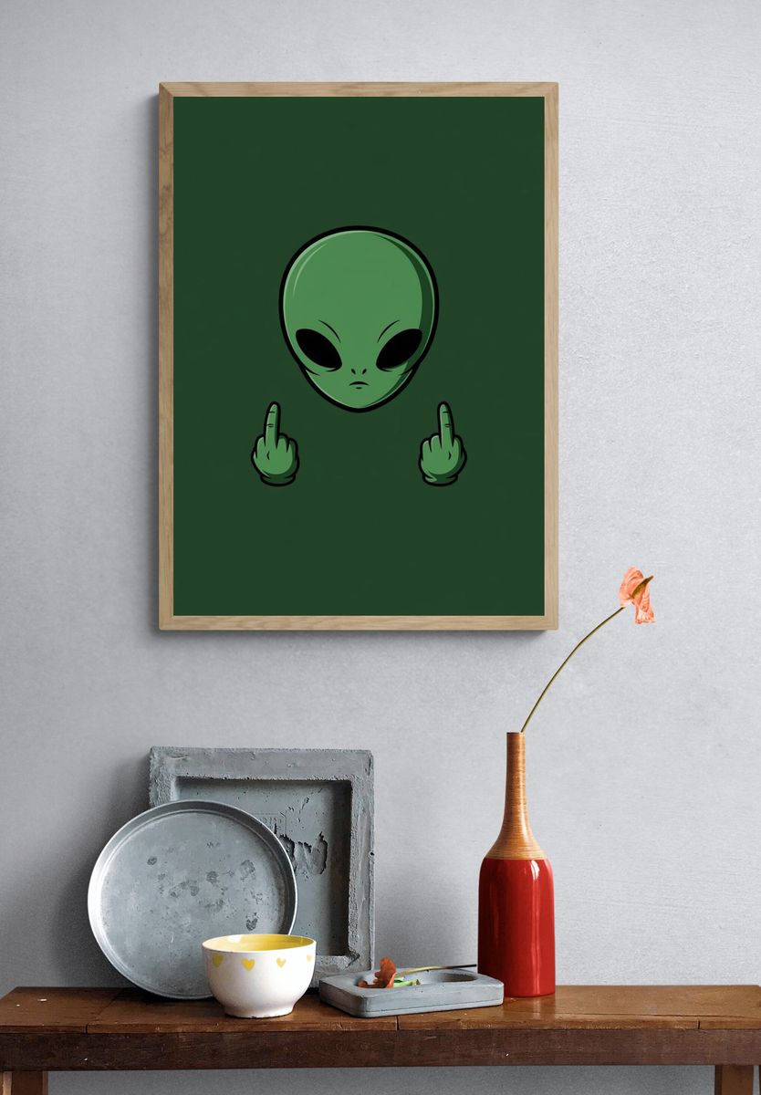 Alien Gesture Illustration Poster. — room view 3
