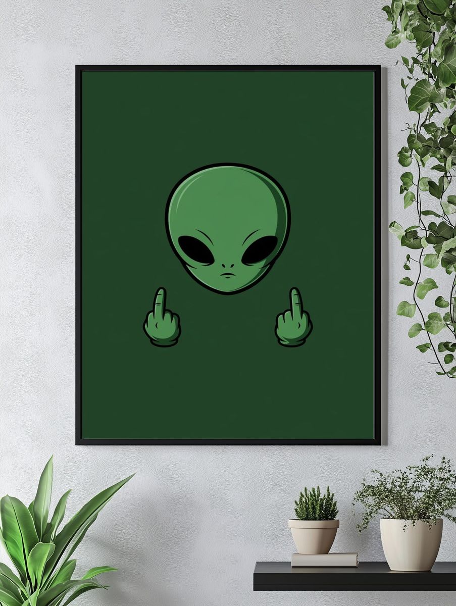 Alien Gesture Illustration Poster. — room view 4