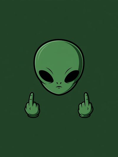 Alien Gesture Illustration Poster.