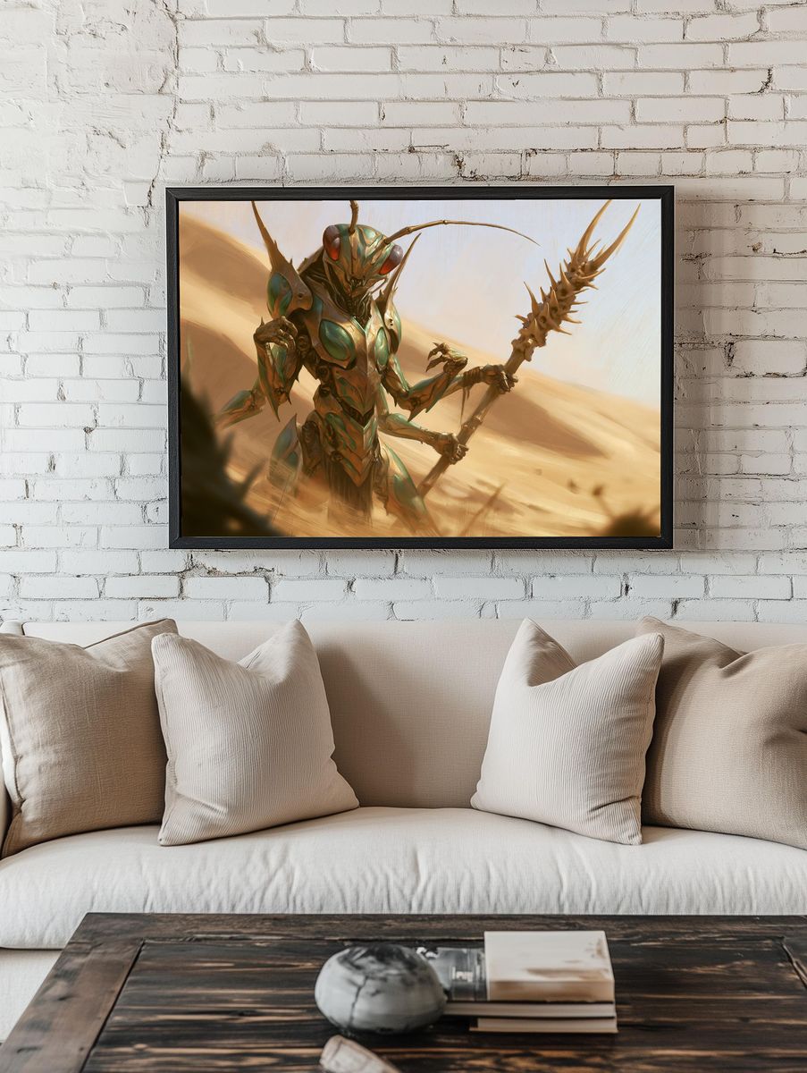 Alien Insect Warrior Digital Art Poster. — room view 1