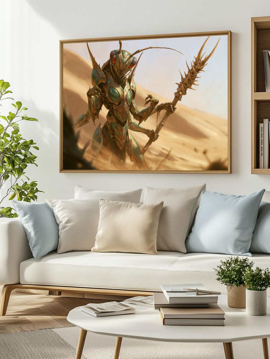 Alien Insect Warrior Digital Art Poster. — room view 2