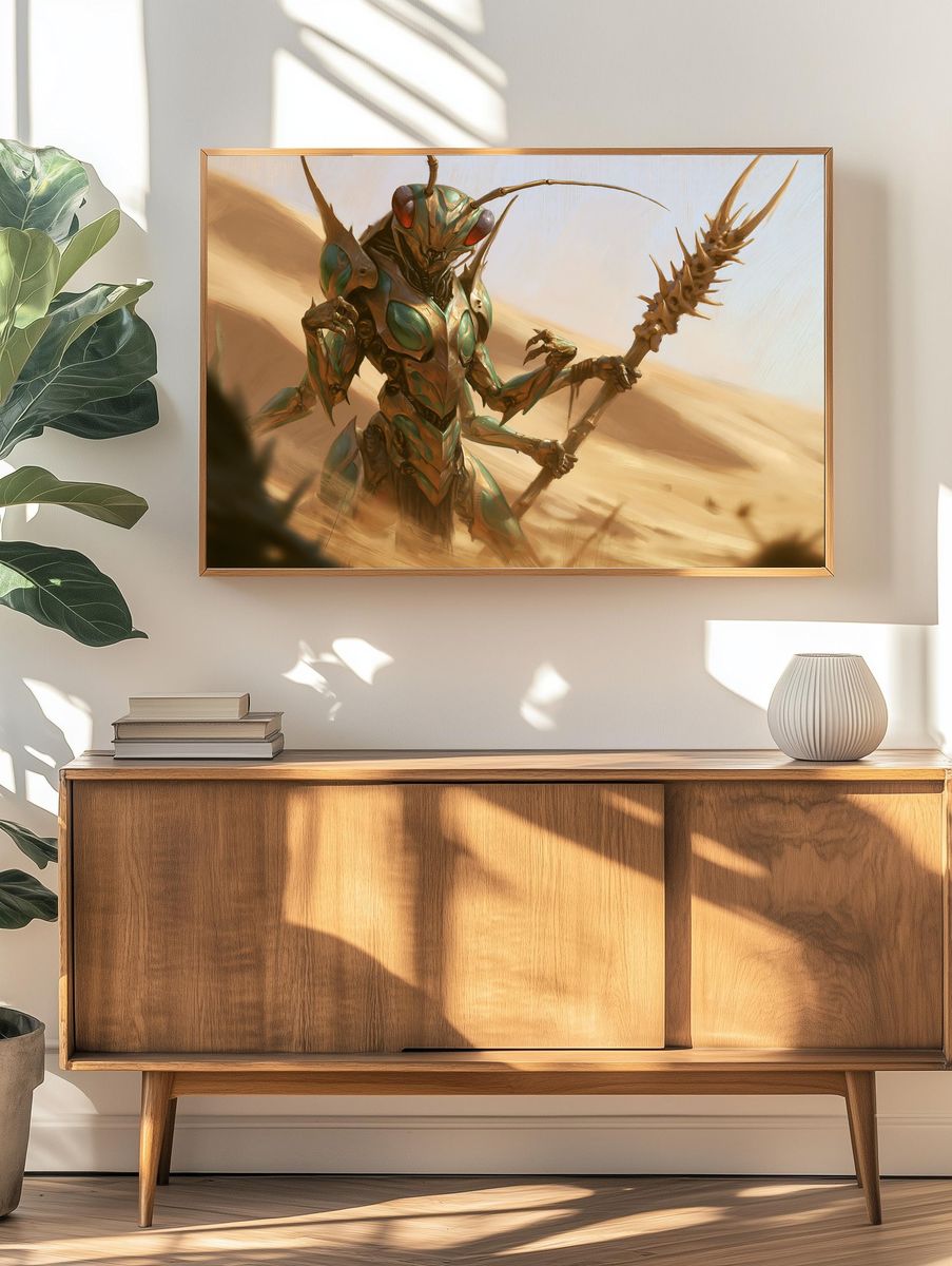 Alien Insect Warrior Digital Art Poster. — room view 3