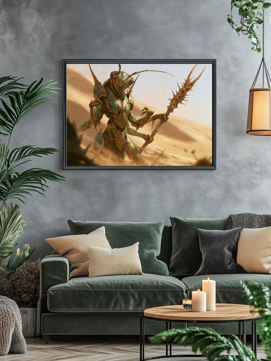 Alien Insect Warrior Digital Art Poster. — room view 4