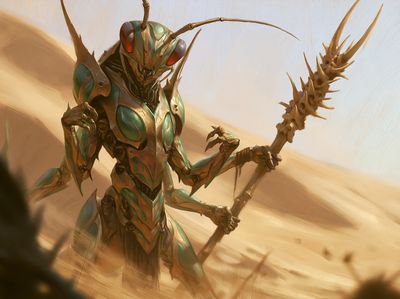 Alien Insect Warrior Digital Art Poster.