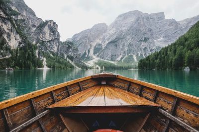boat Lago di Braies, Italy. poster print