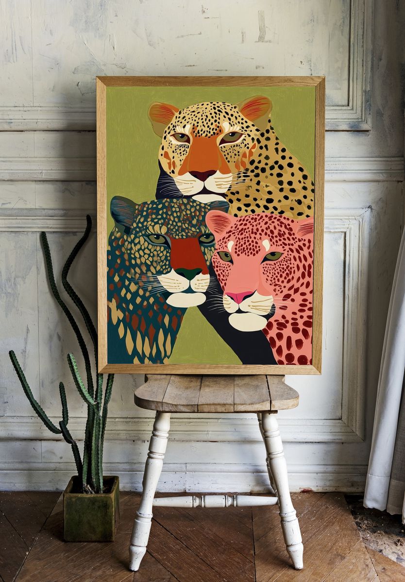 Leopard Trio — Illustration Print. — room view 1