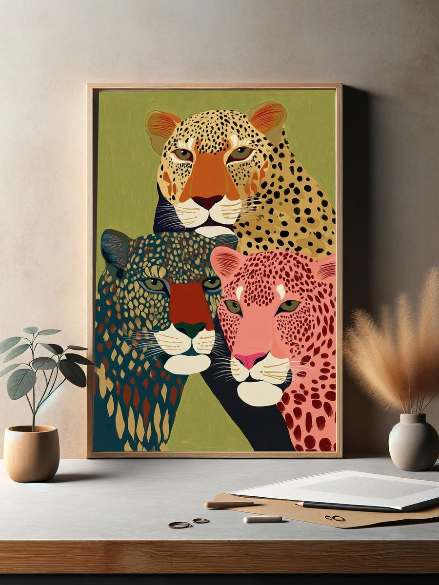 Leopard Trio — Illustration Print. — room view 2