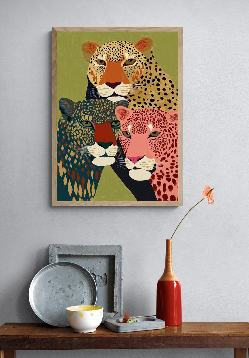 Leopard Trio — Illustration Print. — room view 3