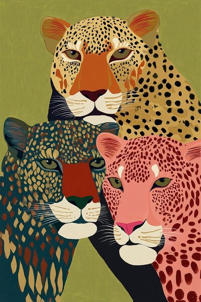 Leopard Trio — Illustration Print. poster print
